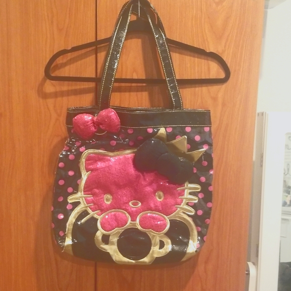 Hello Kitty "LOUNGEFLY Plastic Tote with cloth lining and inside zippered pocket - Picture 1 of 8